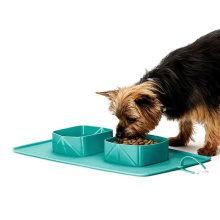 Factory wholesale High Quality Silicone Pet Folding Feeding Mat Dog Large Capacity Portable Travel Bowl